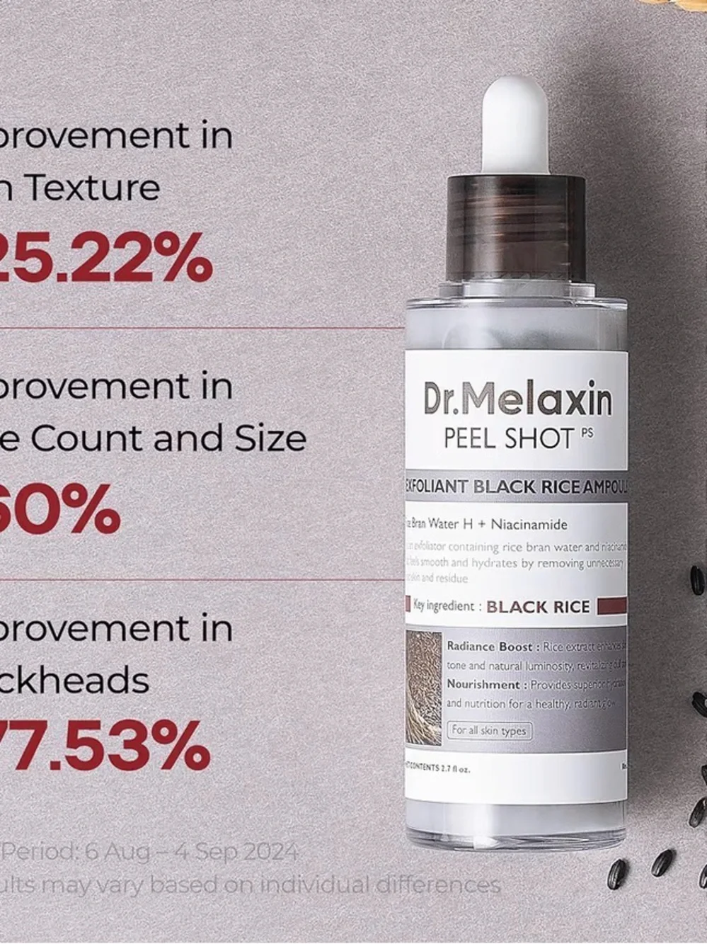 Dr. Melaxin Peel Shot Exfoliating Black Rice Ampoule - White